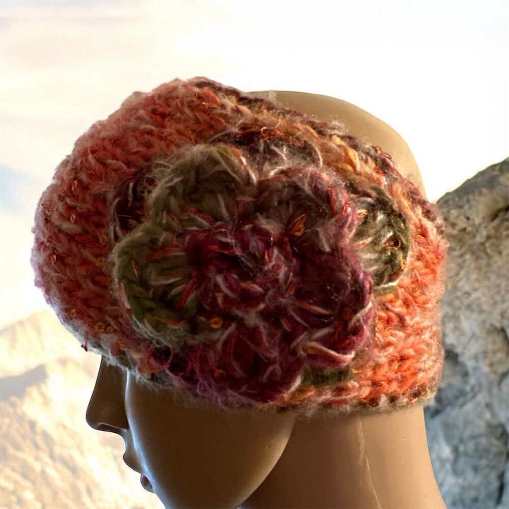Handmade Bohemian Floral Ear Warmer Headband Adjustable Unisex